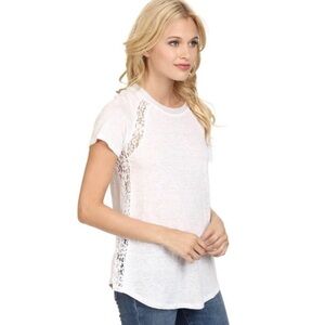 REBECCA TAYLOR White Lace Embellished Tee